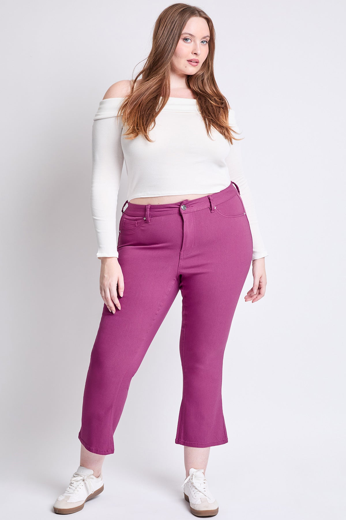 Women's Plus Hyperstretch Cropped Kick Flare Pants YMI JEANS